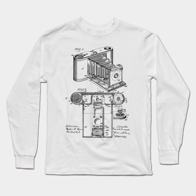 Photographic Camera Vintage Patent Hand Drawing Long Sleeve T-Shirt by TheYoungDesigns